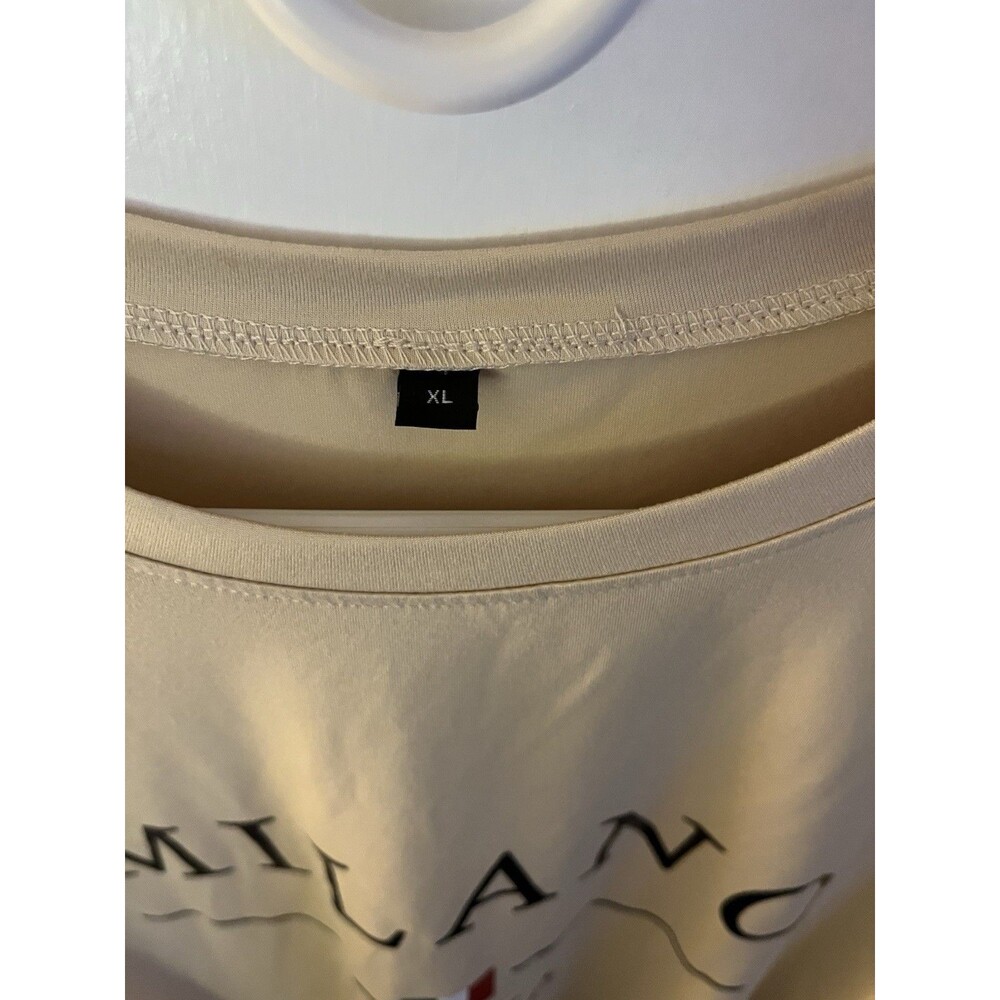 MILANO ITALIA Graphic Logo Crew Neck Short Sleeve T-Shirt XL Men's Beige - Picture 4 of 4
